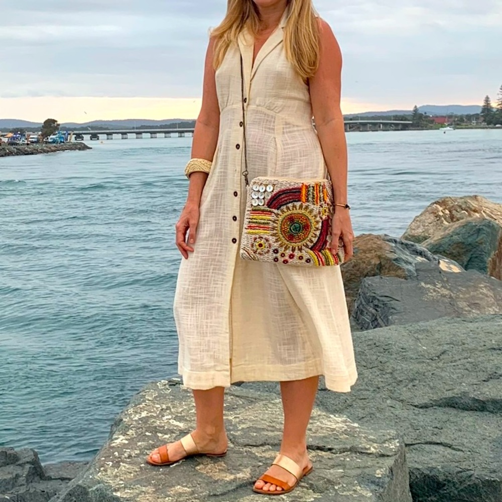 Free People cream backless dress